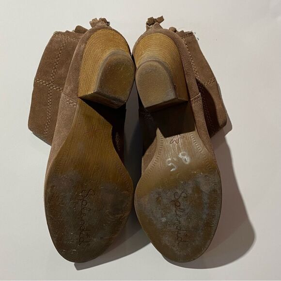 Splendid Fine Leather Booties Tan With Block Heel Women's Size 8.5 - Picture 12 of 13